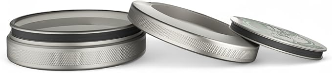 Get Bucked | Metal Container for Pouches Premium Aluminum Can &amp Rugged Holder | Extra Capacity Knurled Grip &amp Used Pouch Storage | EDC (Stone/Green Chrome)