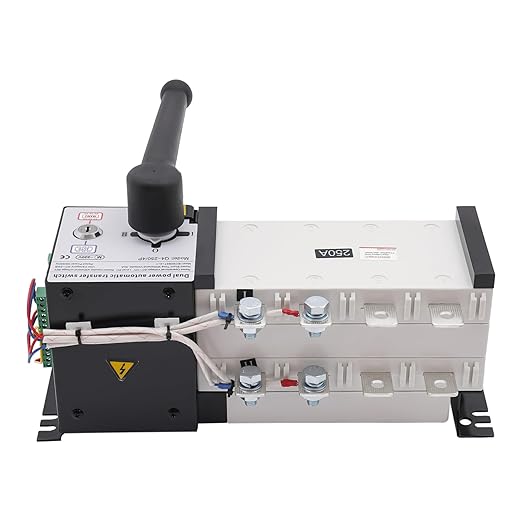 250A Automatic Transfer Switch (ATS) 4P 110V 50Hz Manual/Auto Mode Backup Power Switch for Home Hospital Factory
