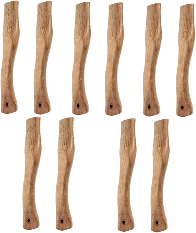 POPETPOP 10pcs Wooden Axe Handle Replacement Short Oak Grip for Firewood Cutting Comfortable and Easy to Install for Camping and Outdoor Activities