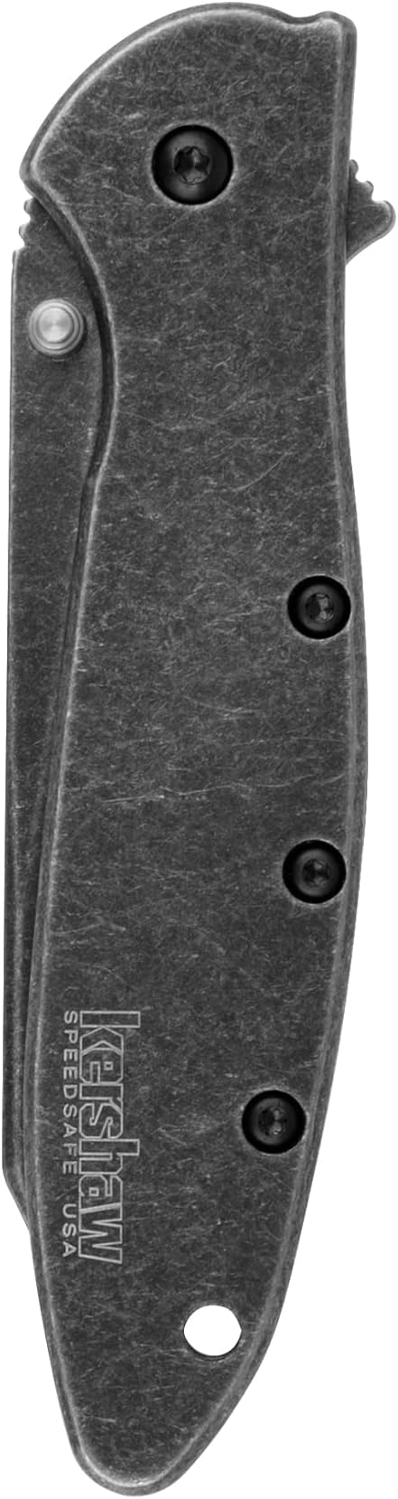 Kershaw Leek BlackWash Pocket Knife (1660BLKW) 3 Sandvik 14C28N Steel Blade 410 Stainless Steel Handle BlackWash Finish SpeedSafe Assisted Open Frame and Tip Locks Reversible Pocketclip 3 OZ