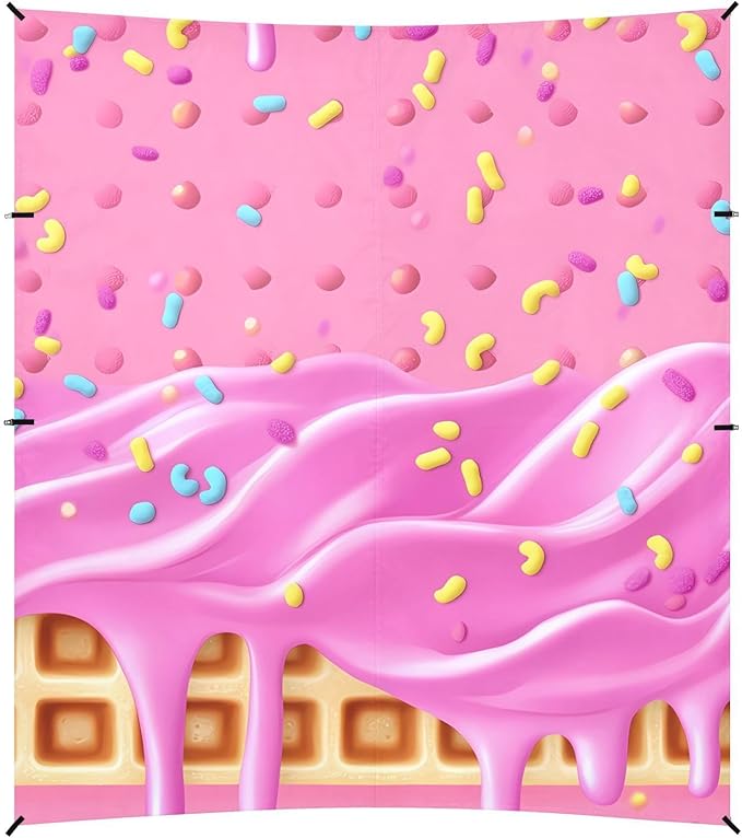 ALAZA Pink Ice Cream Sprinkles Waffle Beach Tent Sun Shelter Portable Canopy Sunshade for Outdoor Camping Picnics Backyard Fun 10x9 ft