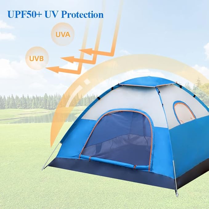 Pop Up Portable Beach Tent Outdoor Instant Camping Tent with 2 Doors and 2 Windows Sun Protection UPF50+ Canopy Shelter for Picnic Beach Camping (Color : Brown Size : for 2-4 Person)