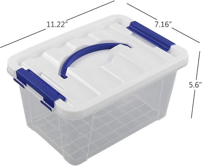6-Pack Storage Box Tote Plastic Organizer Bin with Latching Handle 6 L