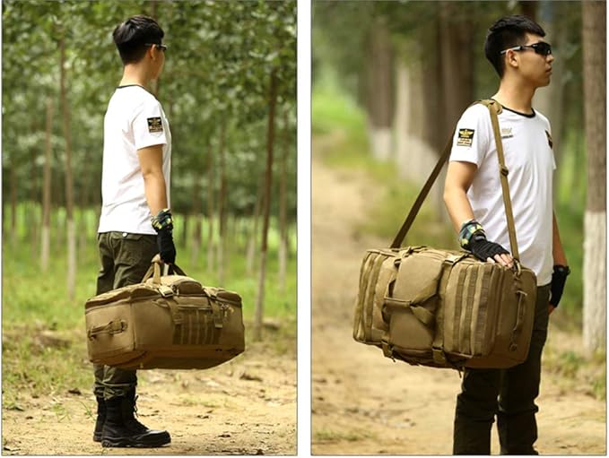 UNISTRENGH Outdoor 60L Tactical MOLLE Backpack Military Waterproof Hunting Mountain Sports Luggage Outdoor Assault Travel Bag (Brown)
