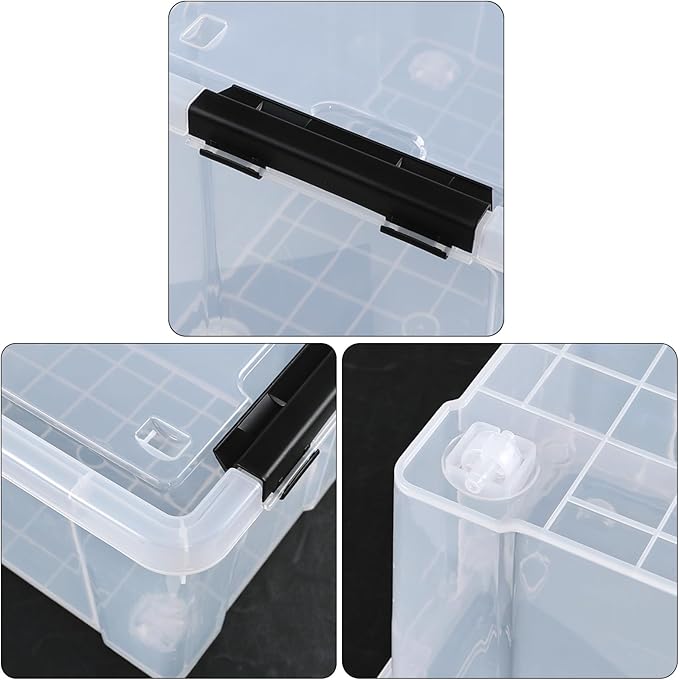 22 Quart Plastic Clear Storage Box with Wheels Plastic Storage Bins with Lids Latching Bins 4 Packs