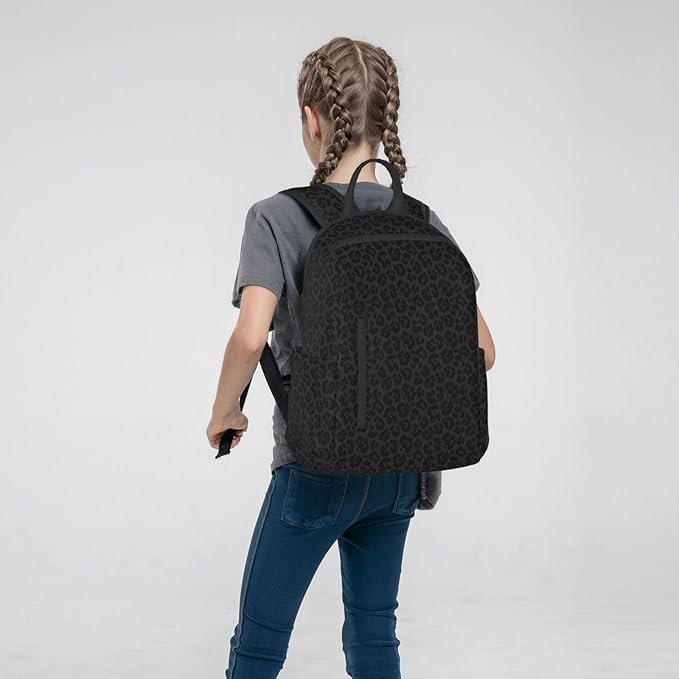 Dark Gray Black Leopard Cheetah Print Laptop Backpack Waterproof Book Bags Multipurpose Laptop Backpack for Hiking Camping College