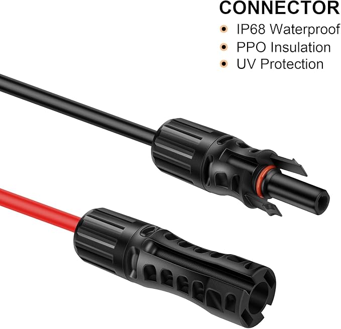 10FT 8AWG Solar Panel Extension Cable with Female and Male Connectors Solar Extension Cable with Spanners for Solar Panels Charge Controllers (10FT)