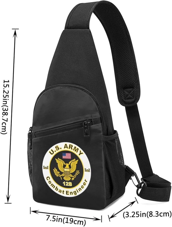 US Army MOS 12B Combat Engineer Chest Pack Leisure Shoulder Crossbody Chest Bag