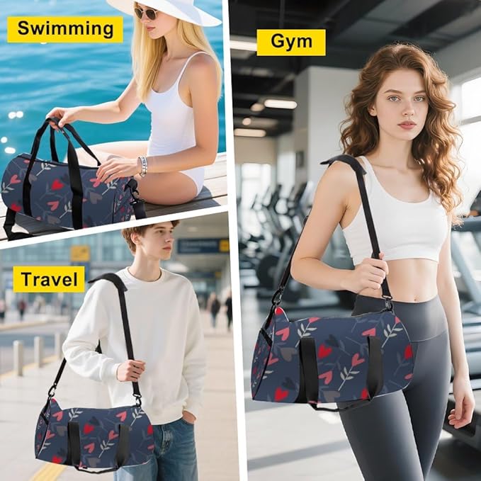 Stylized Love Design Waterproof Womens Bag Oxford Tote Bags Adjustable Shoulder Strap Convertible Carry Backpack Cute Weekender Bag For Swimming Gym Gym Stuff For Men