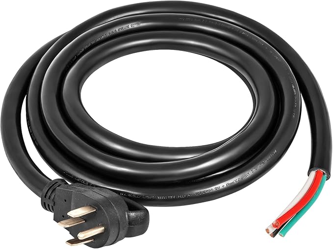 VEVOR 30 ft 50A RV Power Cord 6/3 + 8/1 AWG Generator Cable with NEMA 14-50P to Bare Wire Heavy-Duty Flexible for RV Camper and Outdoor Generator Connections