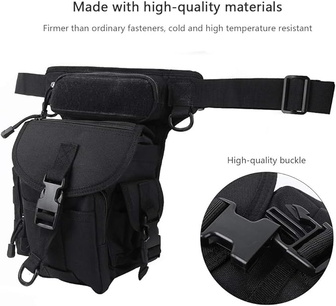 Ox Cloth Drop Leg Bag Tactical Photography Pouch with Quick Access Multifunctional Sports Leg Pack for Outdoor Activities Durable Drop Leg Bag with Adjustable Strap (Black One Size)