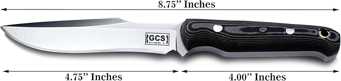 GCS Handmade D2 Steel Hunting And skinning Knife Black And White Handle Full Tang Blade and Leather Sheath for Hunting Hunting Camping Survival EDC-GCS 943