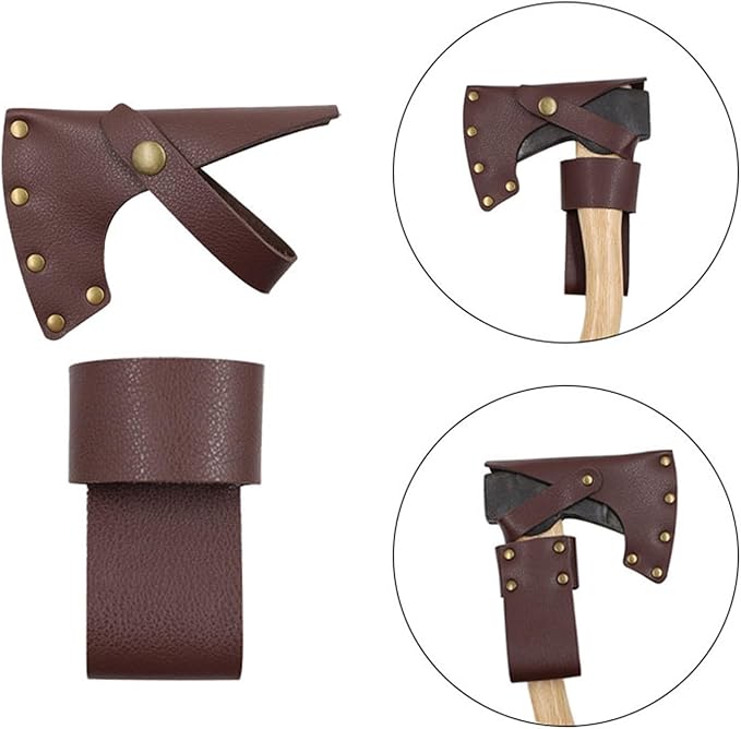 PU Leather Axe Cover Waist Hanging Outdoor Axe Cover Camping Accessorie Wood Axe Cover Field Supplies for Outdoor Camping Blade Protection