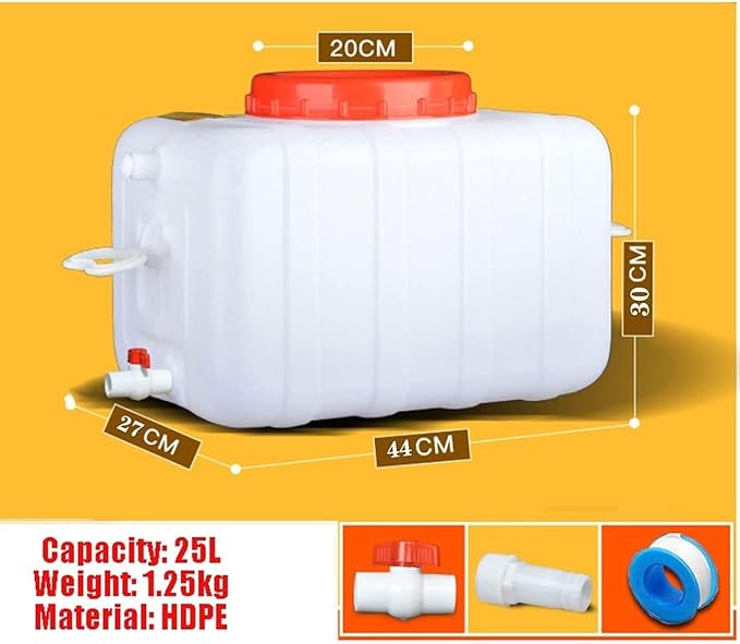 Water Tank Plastics Water Container with Screw Cap Ultralight Portable Waterbucket Camping Water Storage Carrier Jug Outdoor Water Storage for Camping Hiking(25L)