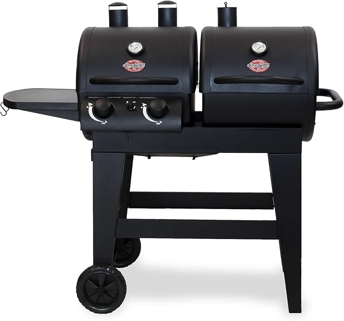 Char-Griller® Dual-Function 2-Burner 24000 BTU Propane Gas and Charcoal Combination Grill and Smoker with 870 Cooking Square Inches in Black Model E5030