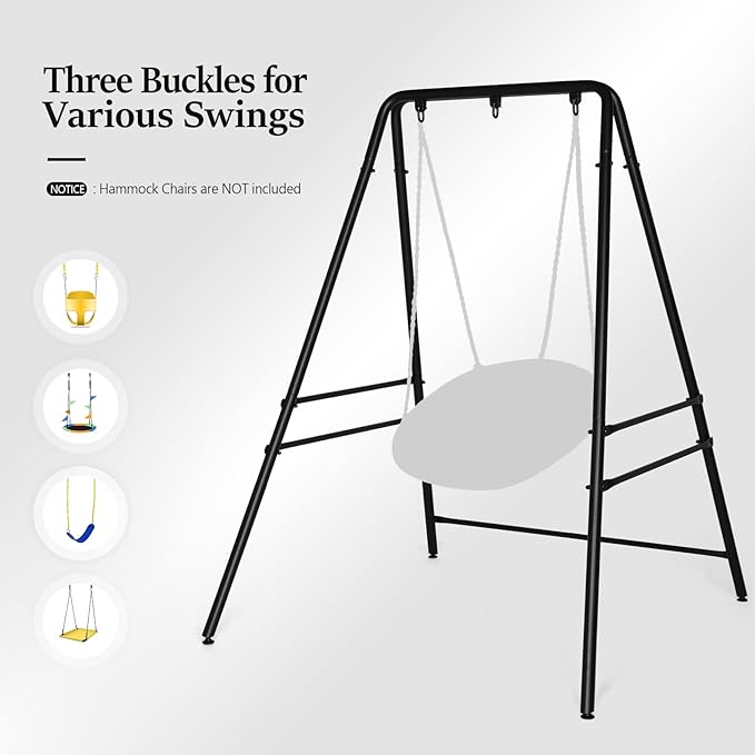 ONCLOUD Outdoor Hanging Chair Stand Heavy-Duty 450 LBS Support Outdoor Hammock Chair Stand for Patio Garden and Backyard Black