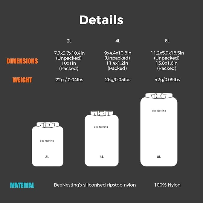 Bee Nesting Waterproof Dry Bag Lightweight Dry Sack Marine Dry Bags Suitable for swimmingkayakingrafting boating surfing outdoor travel mountaineeringhiking