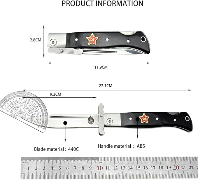 Goshawk Finka-NKVD KGB Folding Pocket Knife3.66 Mirror Polished 440C Blade and ABS HandleNylon SheathAssisted Opening Flipper Knife with Lockback EDC for Camping Hunting Survival (Ivory white)