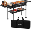 comzenz 35’’ Portable Charcoal Grill Folding BBQ Grill for Outdoor Grilling Cooking Camping Hiking Picnics Tailgating Backpacking Party With Storage Bag &amp Non-Stick Frying Pan Matte Black