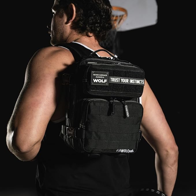 WOLFpak 9L Mini Tactical Backpack for Men &amp Women | Compact Small Everyday Carry Bag for Gym School Travel | Durable Water-Resistant Daypack with Molle System and Patch Panel (Black Phantom)