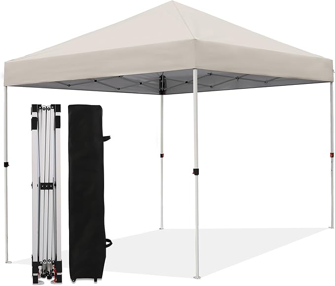 Canopy Tent 10X10 FTHeavy Duty Sun Instant Shelter w/Adjustable Straight Leg HeightsPortable Pop Up GazeboOutdoor Patio Tents for CommercialCampingGardenWhite
