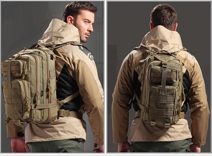 Military Tactical Backpack Assault Pack Molle Bug Out Bag Small Rucksack Molle Backpack for Hiking Camping Hunting Trekking Outdoor Tactical Combat Travel Bag 25L (Army Green)