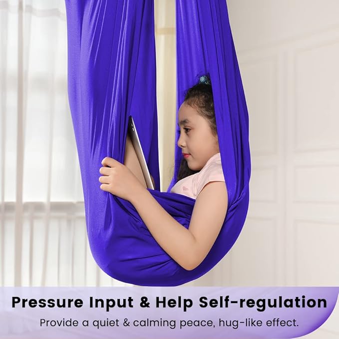 Kids Therapy Swing with Special Needs Snuggle Swing Cuddle Hammock Indoor Adjustable Aerial Yoga for Children with Autism ADHD Asperger Sensory Integration (Hardware Included)