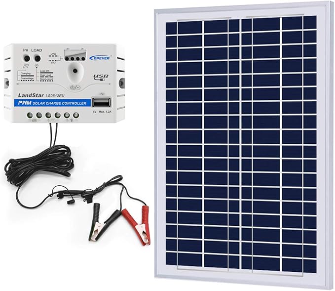 ACOPOWER 12V 25W 5A Solar Charge KitPolycrystalline Solar Panel &amp 5A Charge Controller for RV Boats Camping w USB 5V Output as Phone Charger (25W 5A Kit)