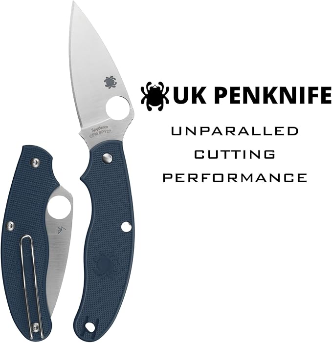 Spyderco UK Penknife Folding Pocket Knife with 2.9 CPM SPY27 Steel Blade and FRN Handle - EDC Knife for Men and Women Perfect for Hunting Tactical Camping Survival Hiking - PlainEdge - C94PCBL