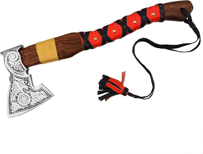 Splitting Axe Camping Chopping Hatchet Viking Tomahawk Battle Hunting Outdoor Solid Wood Handle 5002
