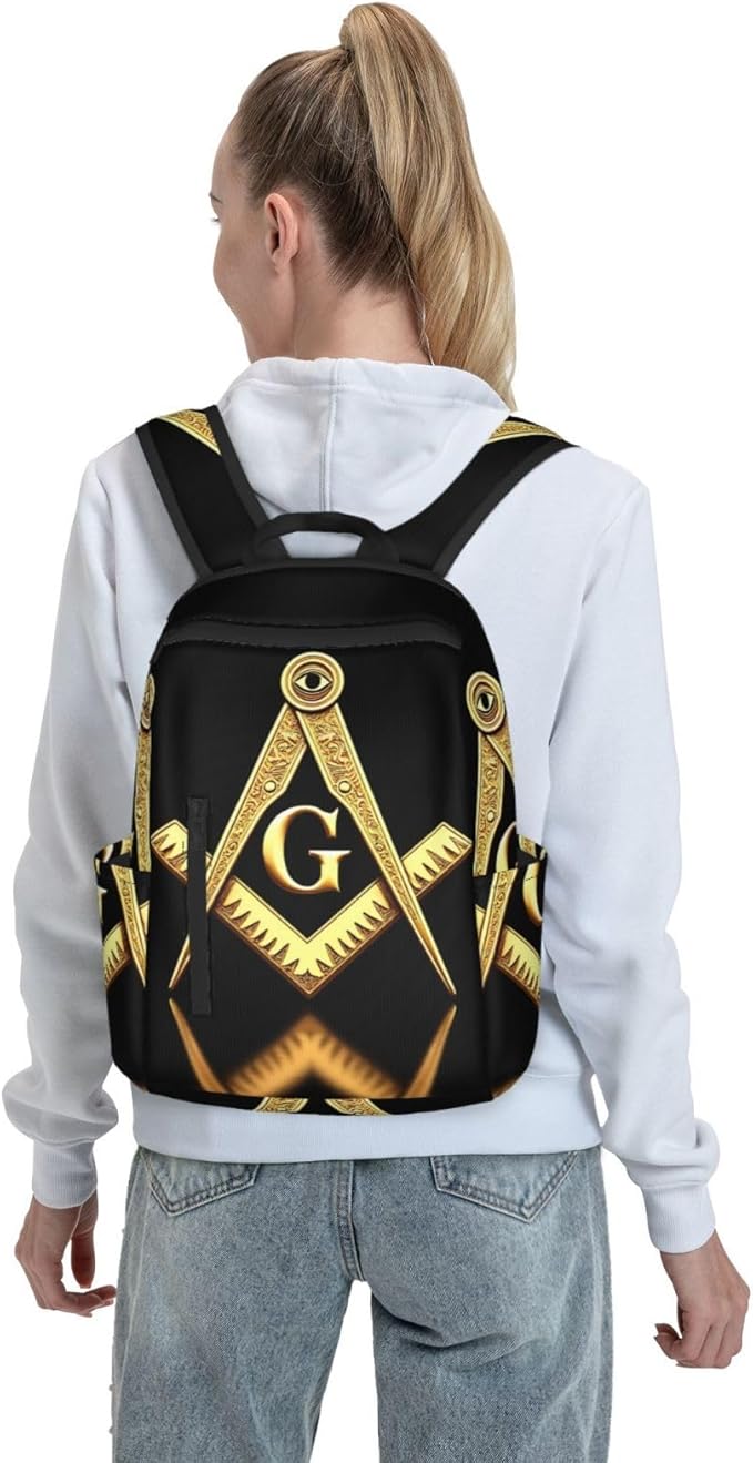 Gold freemason freemasonry masonic Travel Laptop Backpack Womens Mens Bag Bookbag