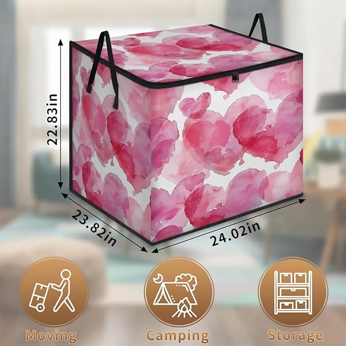 XL Large Clothes Storage with Lid Handle Valentine's Day Love Large Thick Clothes Blanket Storage Containers for Organizing Bedroom Closet Comforter Organization Storage Valentine