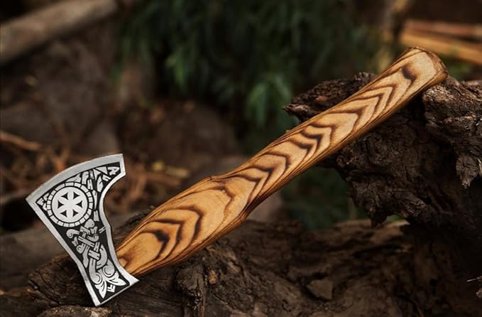 17 Inch Long Viking Axe Custom Hand Forged Carbon Steel Sharp Axe Forged Axe Hatchet with Leather Sheath Best for Hunting Camping Wood Cutting Gift for Him