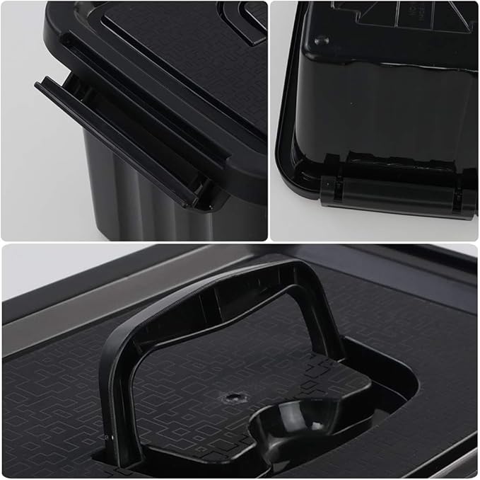 6 Quart Black Plastic Storage Latching Box Bin with Handles 6 Packs