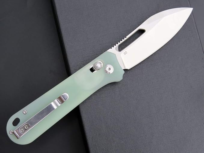 Eafengrow EF963 Folding Knife D2 Steel Blade G10 Handle EDC Tool Knives for Outdoor Working Camping (Jade)