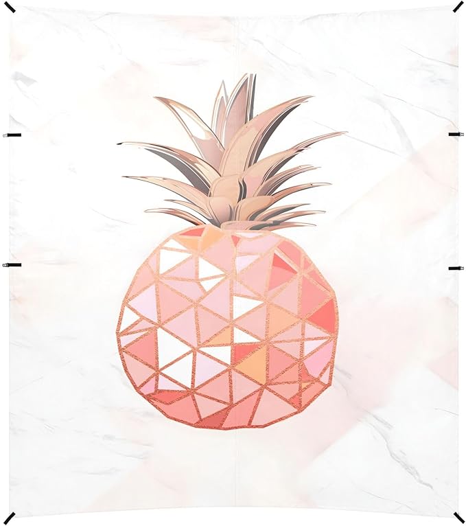 ALAZA Rose Gold Pineapple Marble Beach Tent Sun Shelter UPF50+ Protection Beach Shade Canopy w/ 4 Sandbags for Outdoor Camping Fishing Backyard Fun Picnic 10x9 ft
