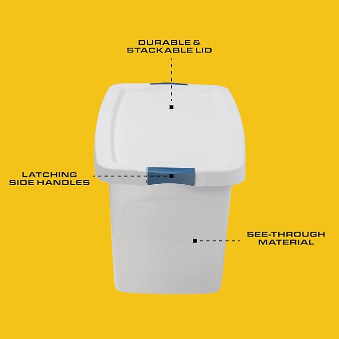 CENTREX CX Cleared Away 66-Quart Medium-Strength Clear Storage Container &amp Latching Lid 4 Pack (14.7”H x 27”W x 15.5”D) Stackable Transparent Storage and Organization Tote Plastic Bin