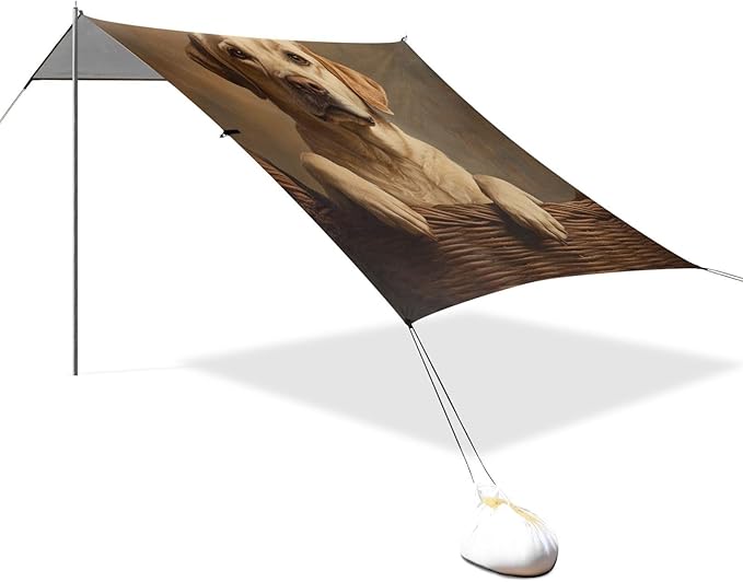 ALAZA Labrador on Basket Beach Tent Sun Shelter Portable Canopy Sunshade for Outdoor Camping Picnics Backyard Fun 10x9 ft