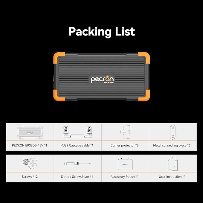 pecron Extra Battery 3840Wh Expand Capacity for E3600LFP/E3800LFP/F3000LFP/E2400LFP/E1500LFP/E1000LFP LiFePO4 Backup Battery