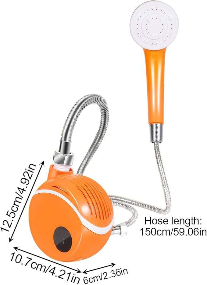 Portable Shower- Lightweight Handheld Sprayer Rechargeable Water Pump Durable Waterproof Design LED Smart Control Panel | Backyard Garden Camping Tent Road Trip Adventures Outdoor Cleaning