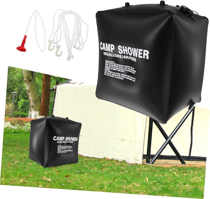 VICASKY 1set Solar Shower Bag for Outdoor Camping Portable Solar Heating Bag Mesh Pouch Glamping Essentials