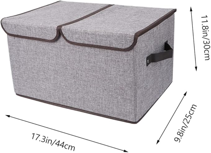 Large Capacity Storage Basket Cotton Linen Storage Box Lid Wardrobe Storage Bin Dividers