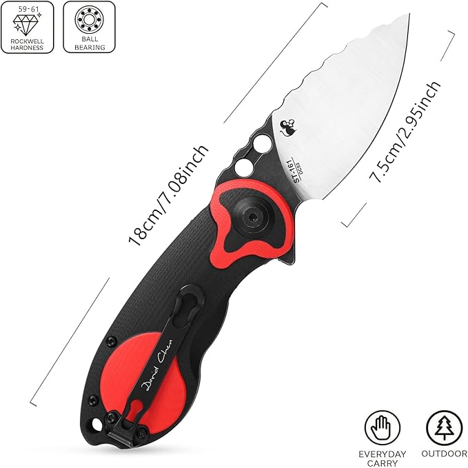 Sitivien ST161 Folding Pocket KnifeDC53 Steel Blade with G10 Handle Chinese Zodiac Series EDC Tool Knife for CampingHikingHuntingFishing(Red)