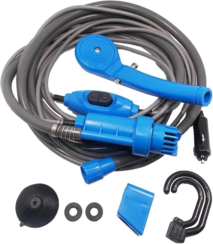 12V Portable Shower for Camping Outdoor Shower Set with Electric Water Pump 5m Cable Pet Washing Travel &amp Car Use(C)