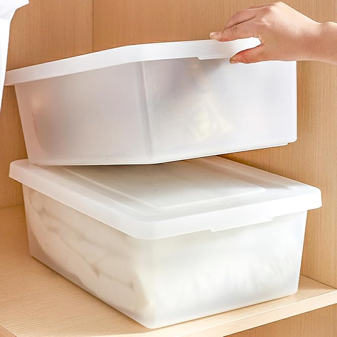 15 Quart Stackable Plastic Storage Bins with LidsContainer to Organize Shoes and Crafts on Closet ShelvesGarage Totes Tubs Boxes Organizing 4 Pack (4L)