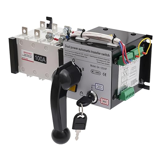 63A 110V Dual Power Automatic Transfer Switch Manual Transfer Switch 50/60Hz Din Rail Mounted Mini ATS 2/3/4P 63/32A for Hone Generator and Backup Power RV (4P 100A)