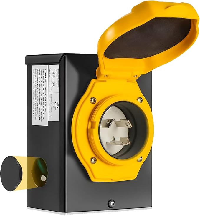 30 Amp Generator Power Inlet BoxNEMA L5-30P125V 3750 Watts Power Inlet Box for 3 Prong Generator Cord Generator Transfer Switch with Power Indicator Pre-Drilled ETL Listed