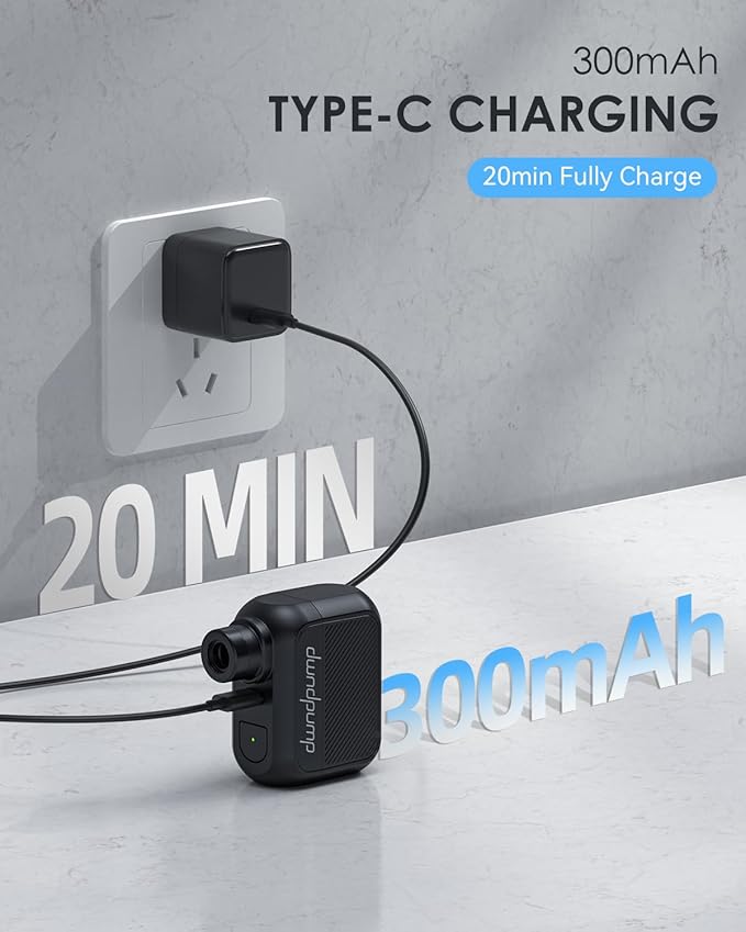 dwndpump Mini Bike Pump Electric Bike Tire Pump Max 100 PSI Portable Bike Air Pump with Presta and Schrader Valve for Road Bikes (No Pressure Gauge)