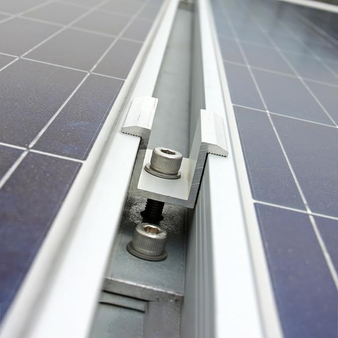 M METERXITY 20-Pack Solar Panel Mount Mid Clamps 35mm PV Panel Bracket Corrosion-free Aluminum Anodized Solar Mid Clamp for Roof/Wall/Boat/PV System/RVs Solar Panel Mounting Brackets [White]