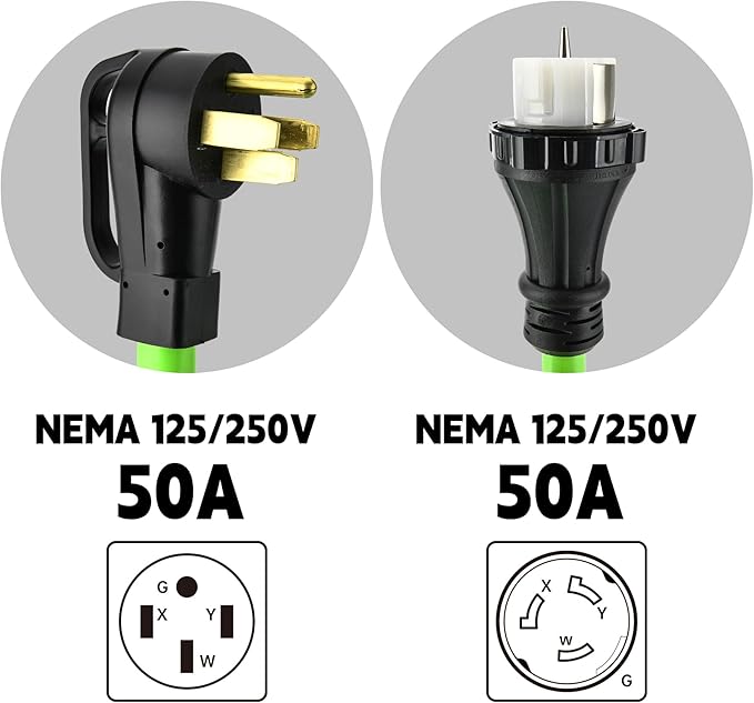 NEMA 14-50P to SS2-50R 15FT Generator Extension Cord 125/250V 50 Amp 14-50P Male Connector to SS2-50R Twist Lock Female RV Connector for RV EV Camper Generator